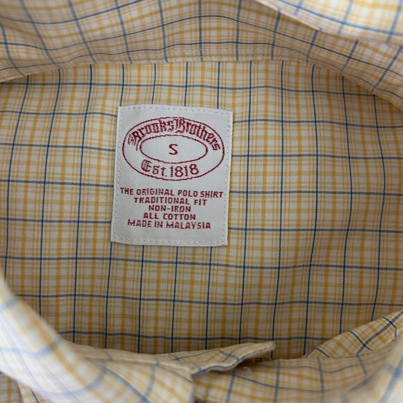 Brooks Brothers Mens Shirt S Yellow Check Button Up Preppy Classic Office Travel - Picture 2 of 11